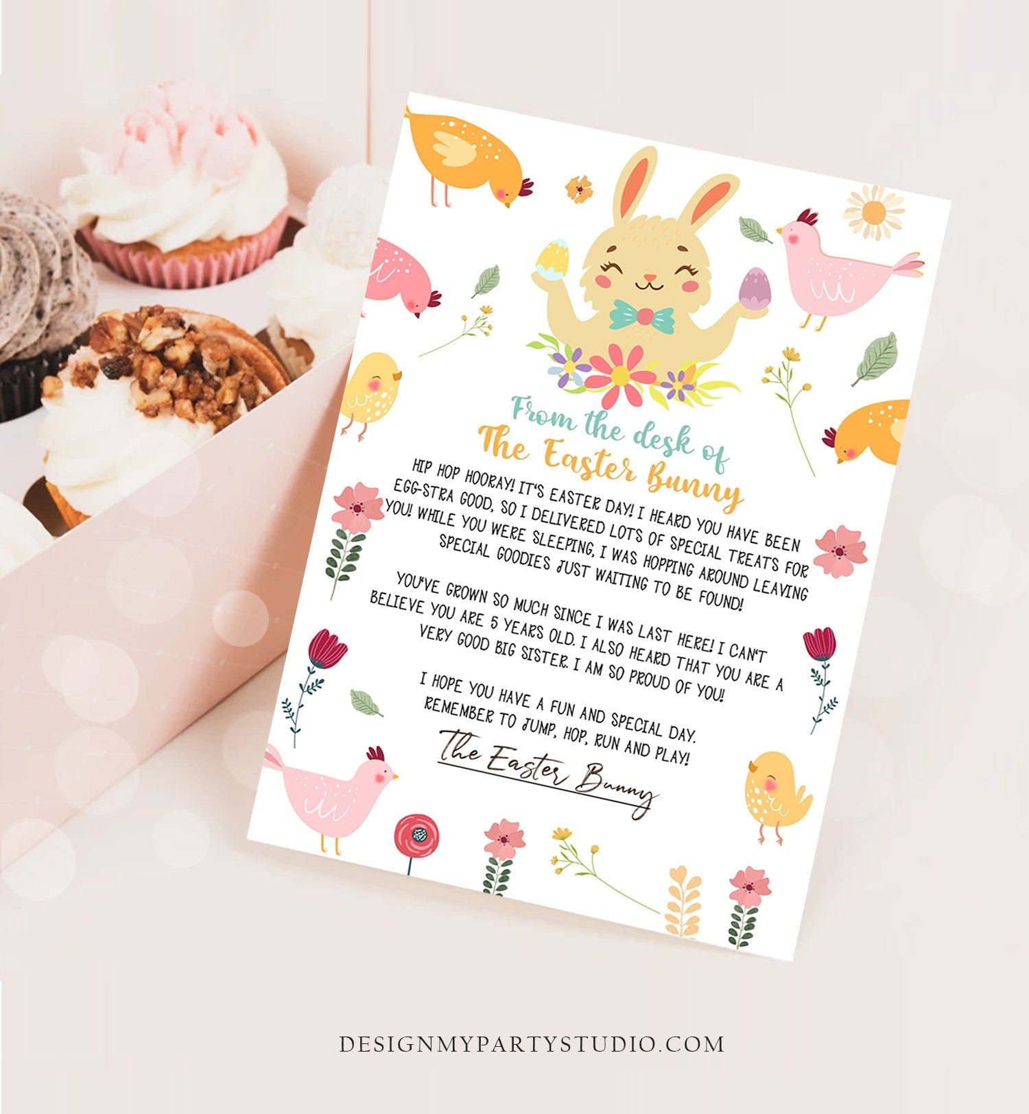 Editable Easter Bunny Letter Return Letter From The Desk Of Easter Letter Kids Easter Bunny Note Personalized Printable Template 0449
