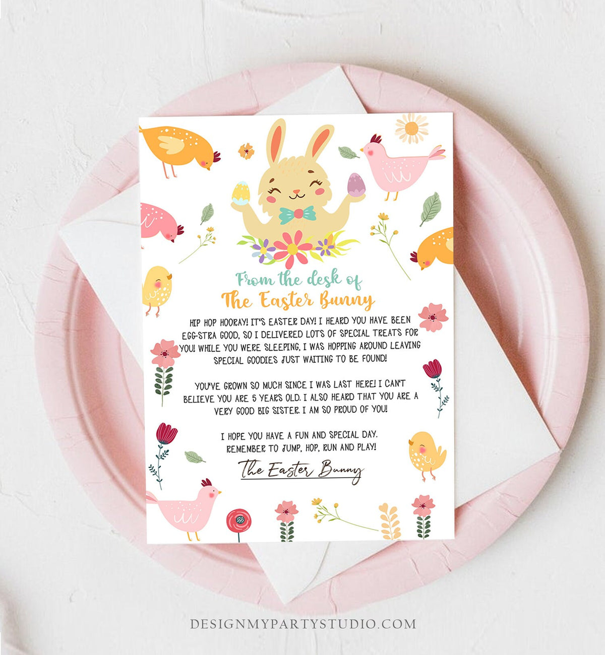 Editable Easter Bunny Letter Return Letter From The Desk Of Easter Letter Kids Easter Bunny Note Personalized Printable Template 0449
