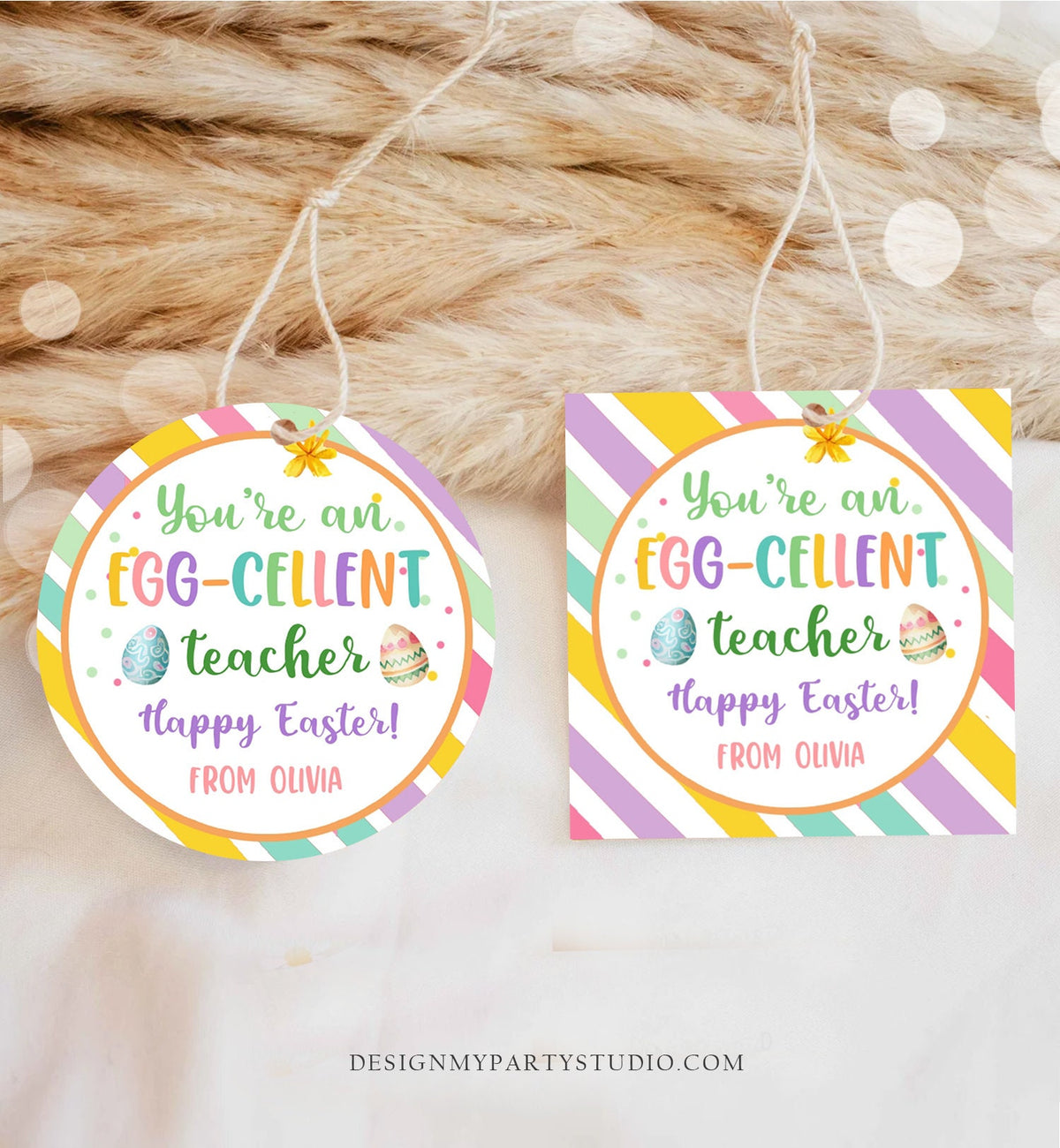 Editable Easter Gift Tags Egg-Cellent Teacher Appreciation Classroom Favor Sticker Eggcellent Happy Easter Cookie Tag Digital PRINTABLE 0449
