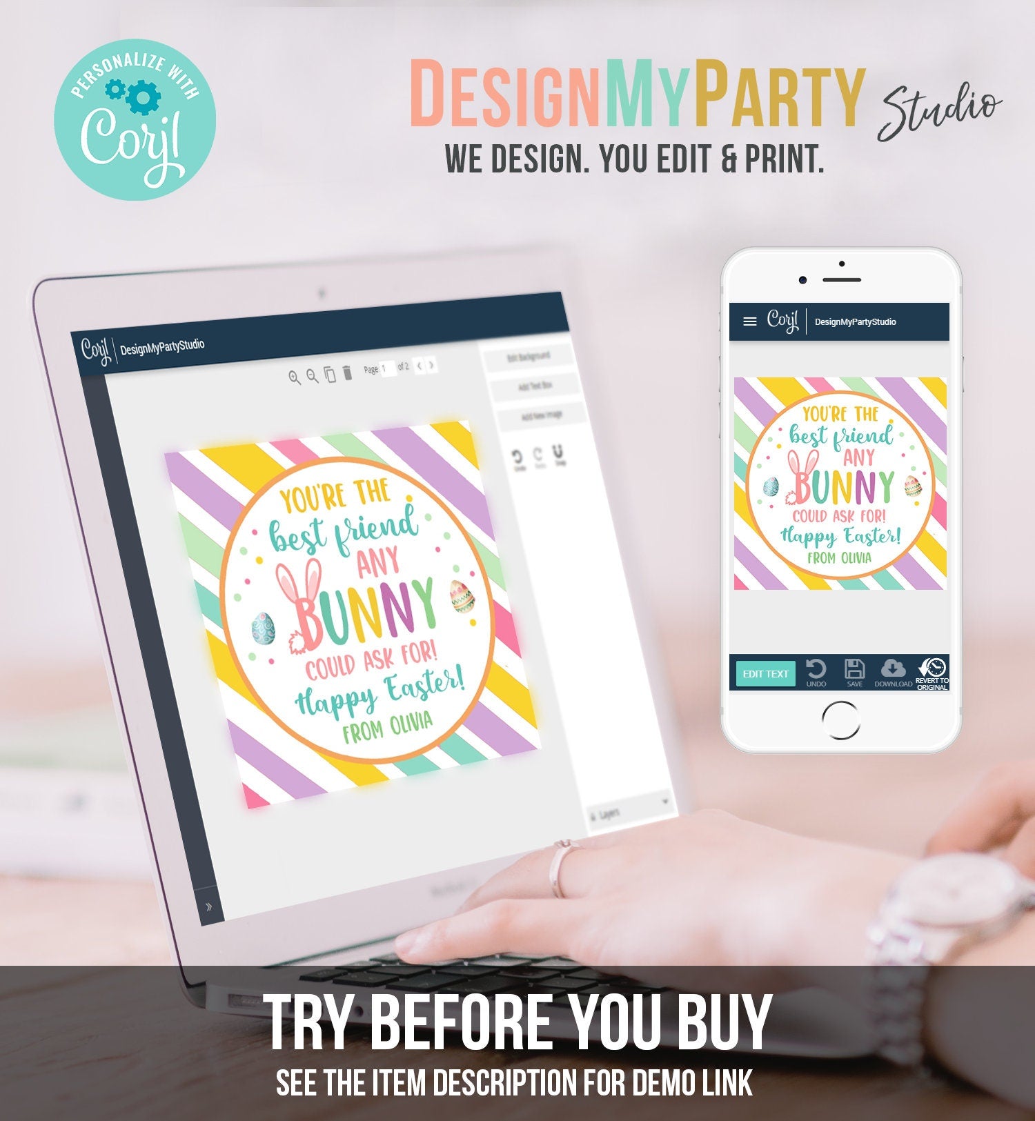 Editable Easter Gift Tags Easter You're the Best Friend Any Bunny Could Ask For Favor Tags Classroom Kids Sticker Digital PRINTABLE 0449