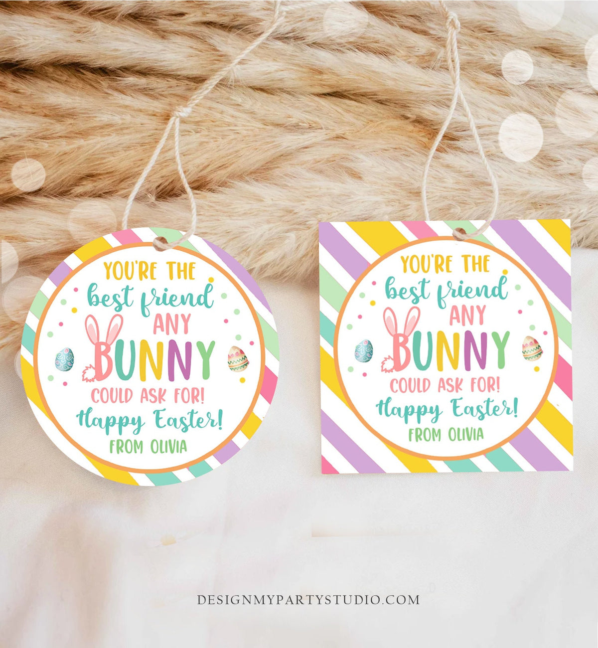 Editable Easter Gift Tags Easter You're the Best Friend Any Bunny Could Ask For Favor Tags Classroom Kids Sticker Digital PRINTABLE 0449