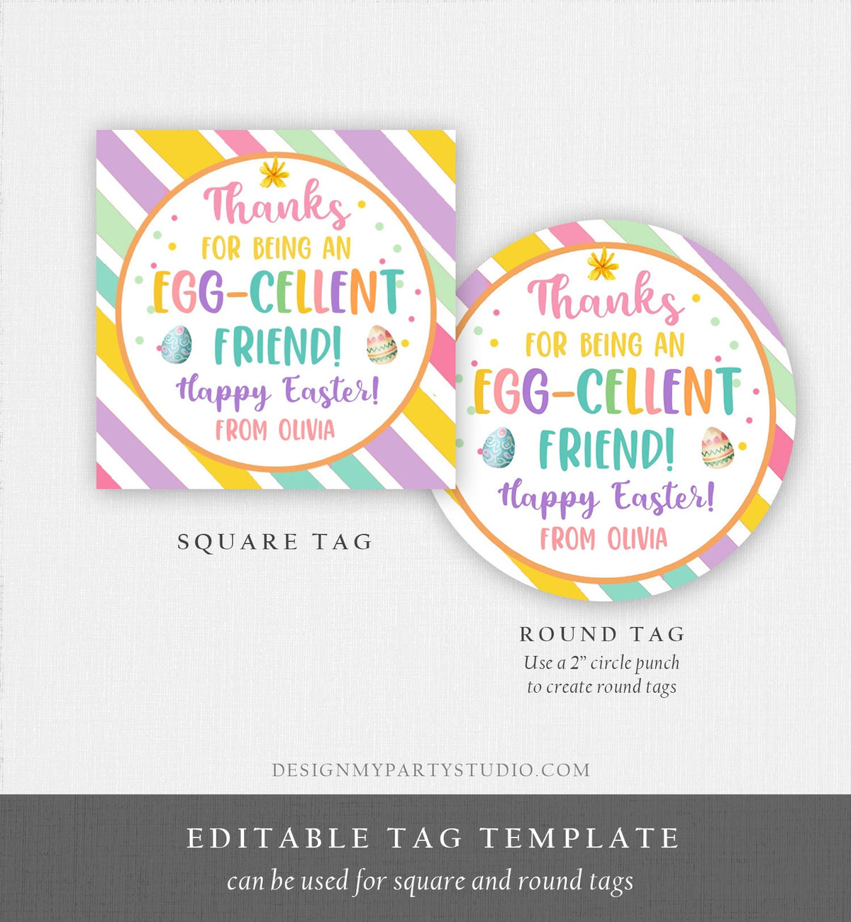 Editable Easter Friend Gift Tags Easter Eggcellent Friend Classroom Easter Favor Tags Kids Sticker Cookie Tag Kids Digital PRINTABLE 0449