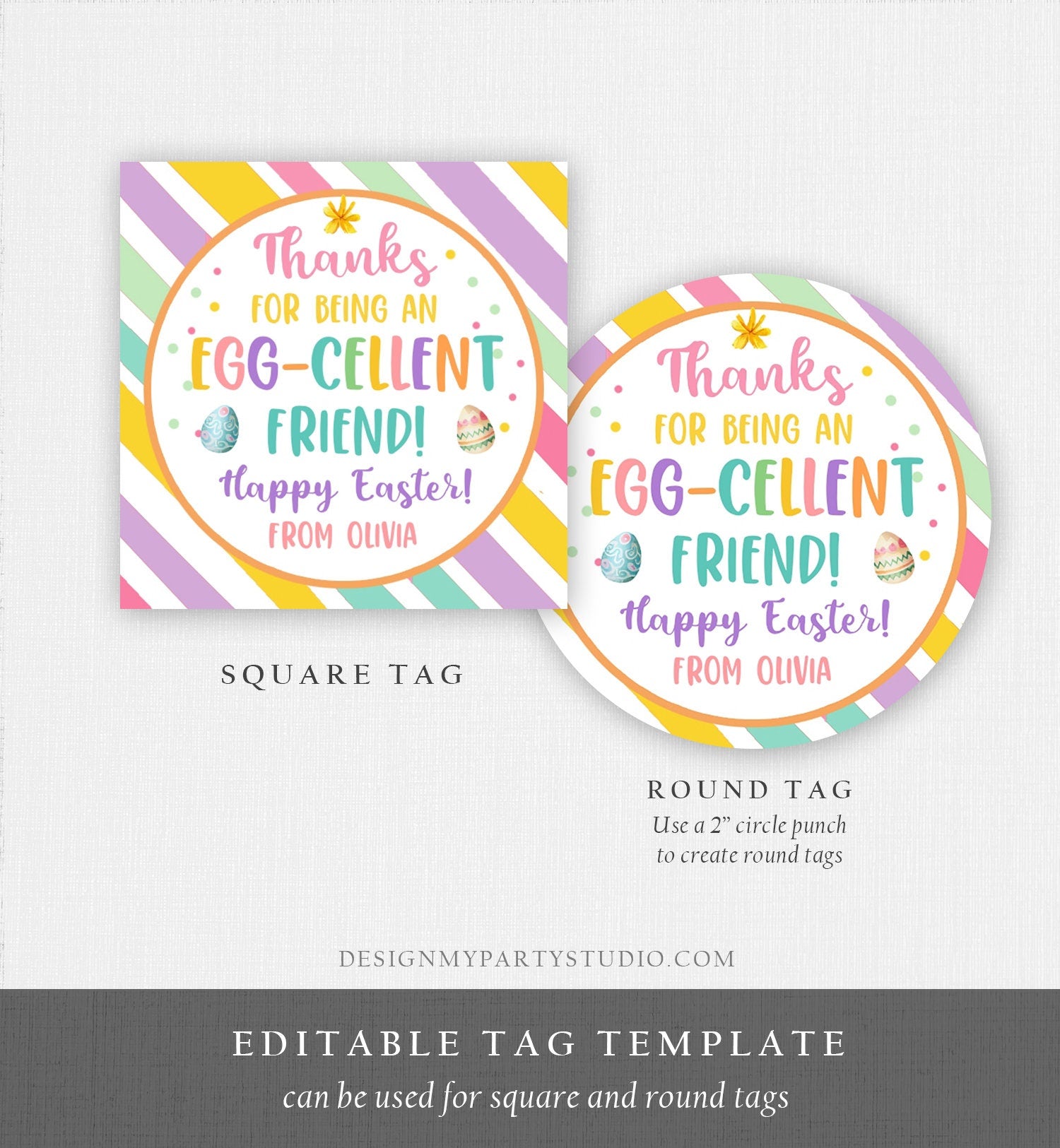 Editable Easter Friend Gift Tags Easter Eggcellent Friend Classroom Easter Favor Tags Kids Sticker Cookie Tag Kids Digital PRINTABLE 0449