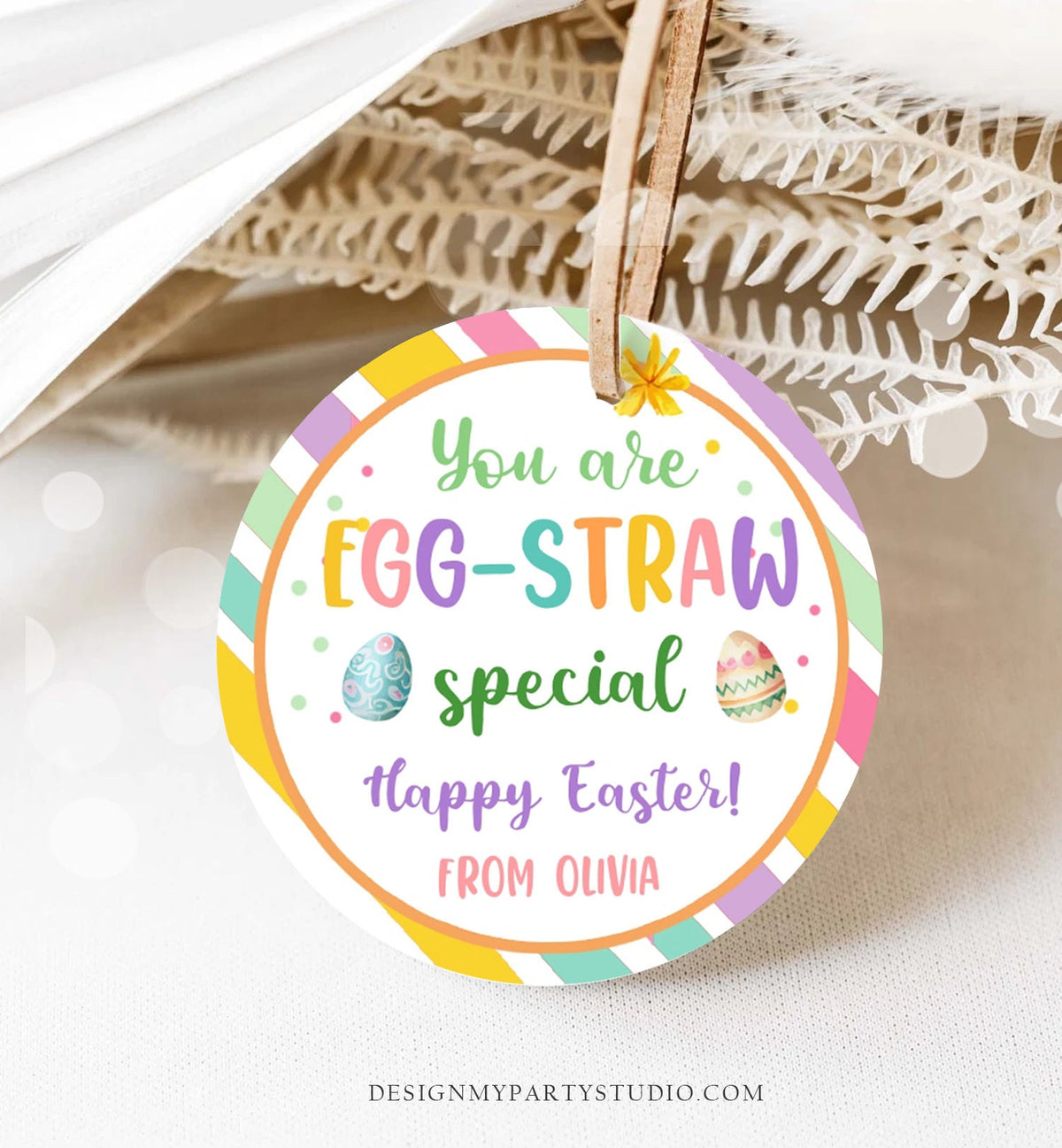 Editable Crazy Straw Tags Easter Tags You&#39;re Egg-Straw Special Easter Egg Cards for Kids School Personalized Tag Digital PRINTABLE 0449