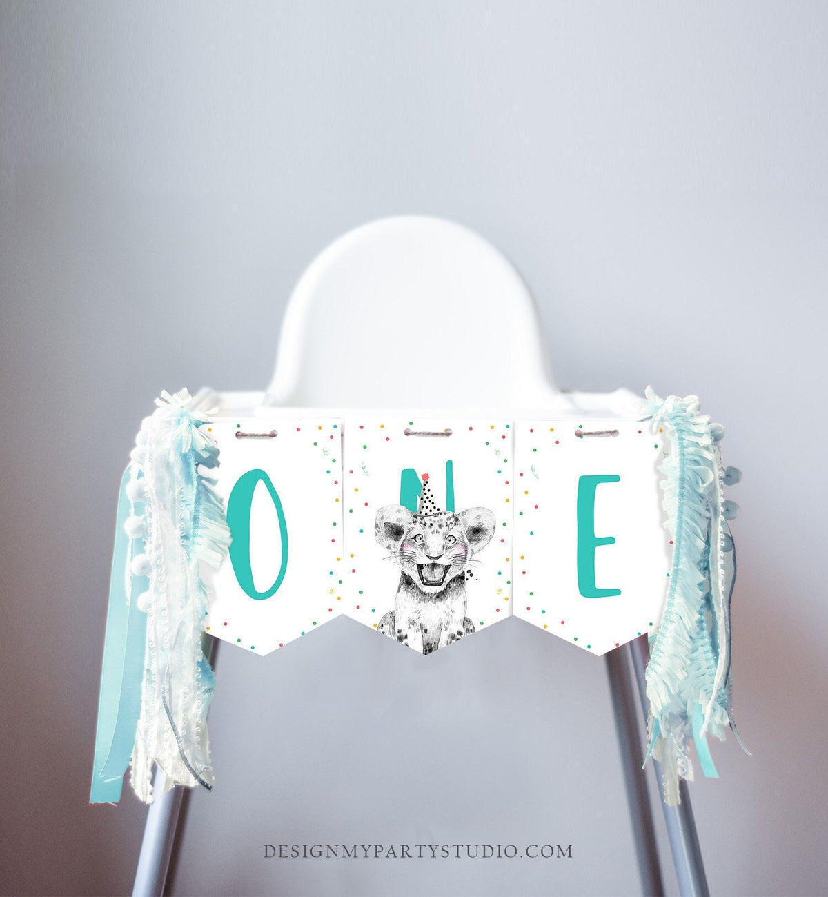 High Chair Banner ONE Banner Safari Animals Party Animals Wild One First Birthday Boy Lion Tiger Cub Girl Digital Download PRINTABLE 0390