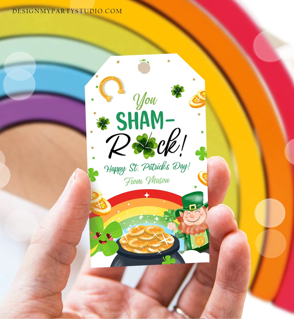 Editable St. Patrick&#39;s Day Tag You ShamROCK You Sham-rock Gift Tag School Classroom Gift Coworker Neighbor Teacher Template Corjl 0451