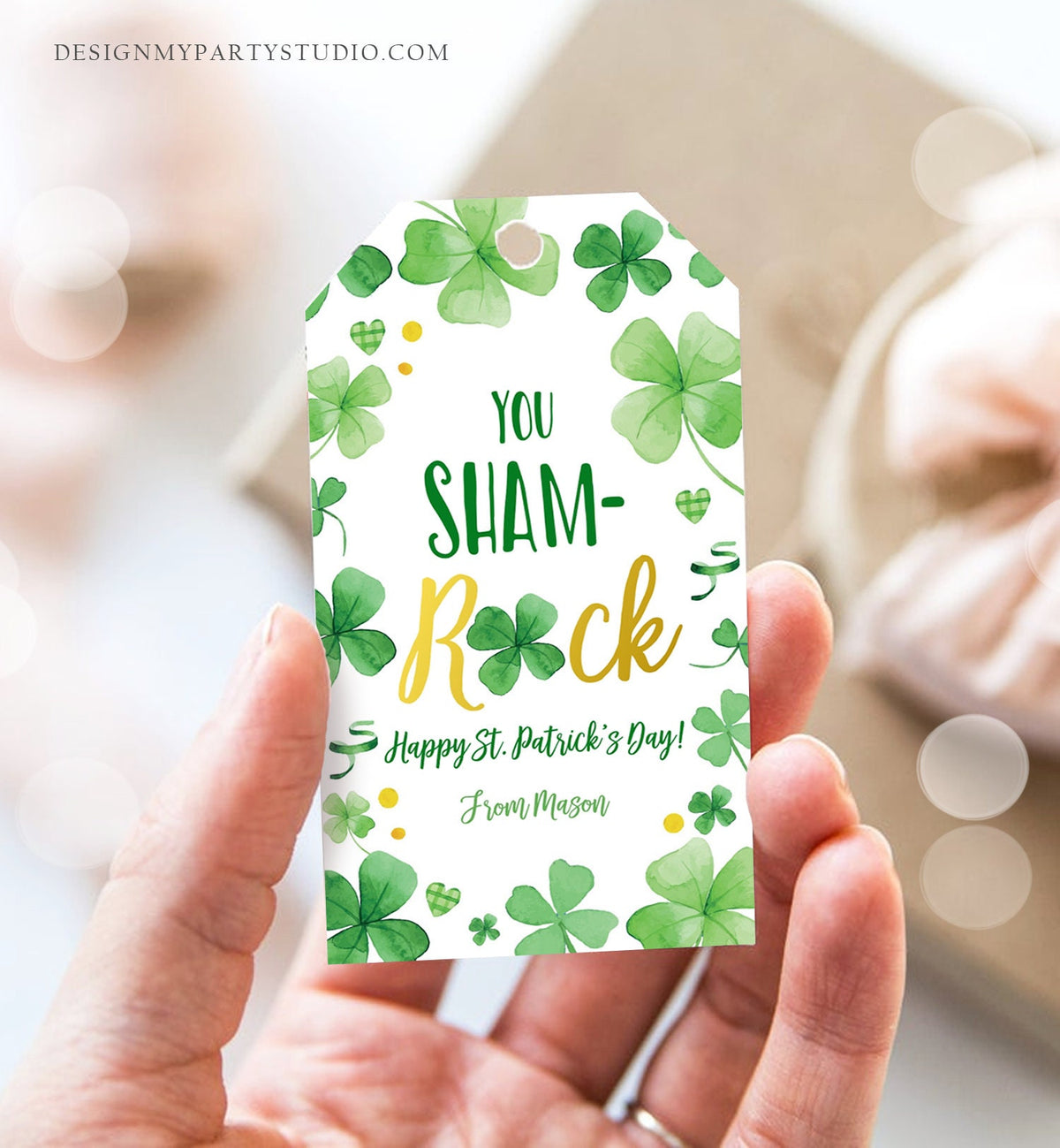 Editable St. Patrick&#39;s Day Tag You ShamROCK You Sham-rock Gift School Classroom Gift Coworker Neighbor Teacher Clovers Template Corjl 0451