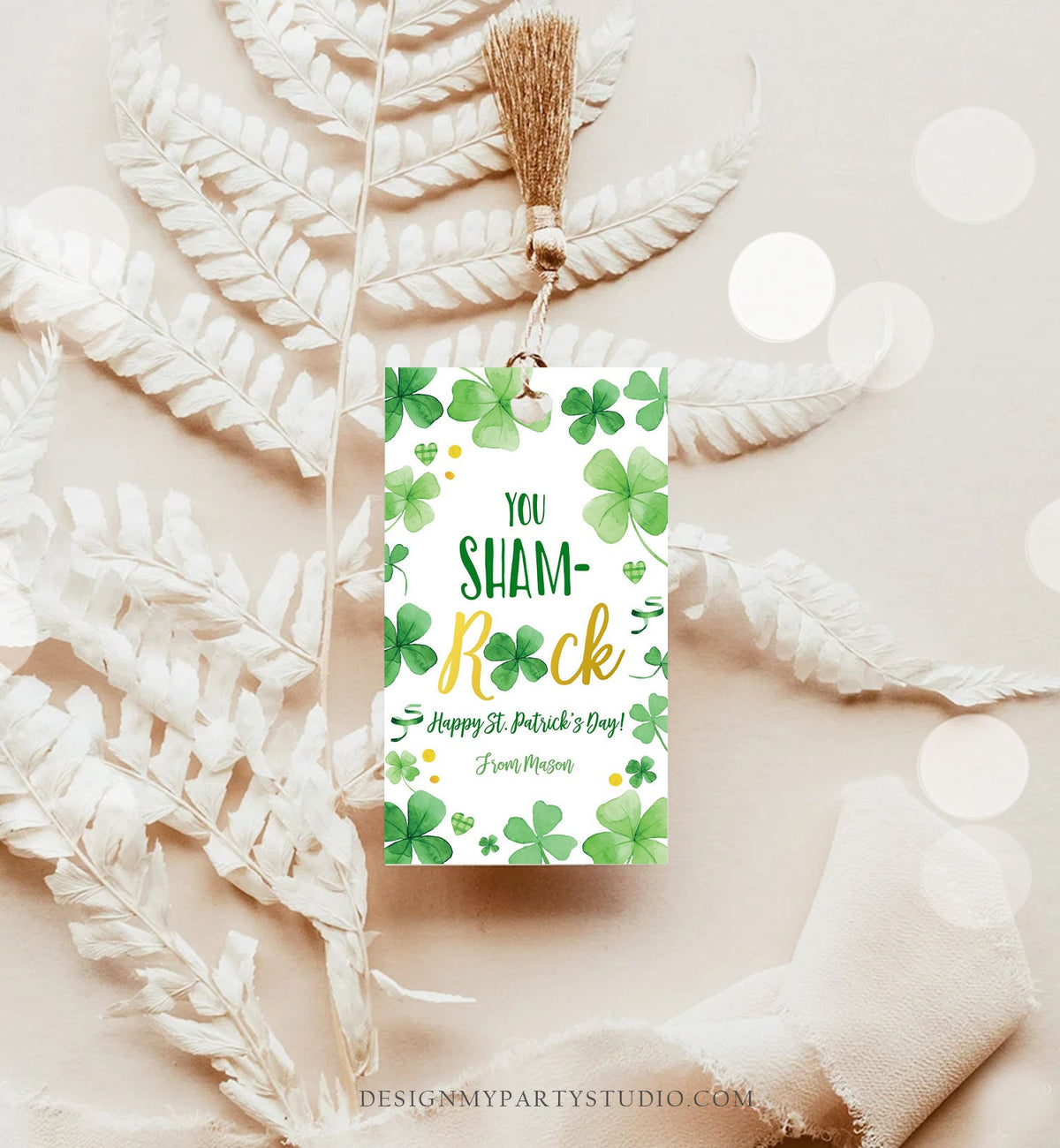 Editable St. Patrick&#39;s Day Tag You ShamROCK You Sham-rock Gift School Classroom Gift Coworker Neighbor Teacher Clovers Template Corjl 0451