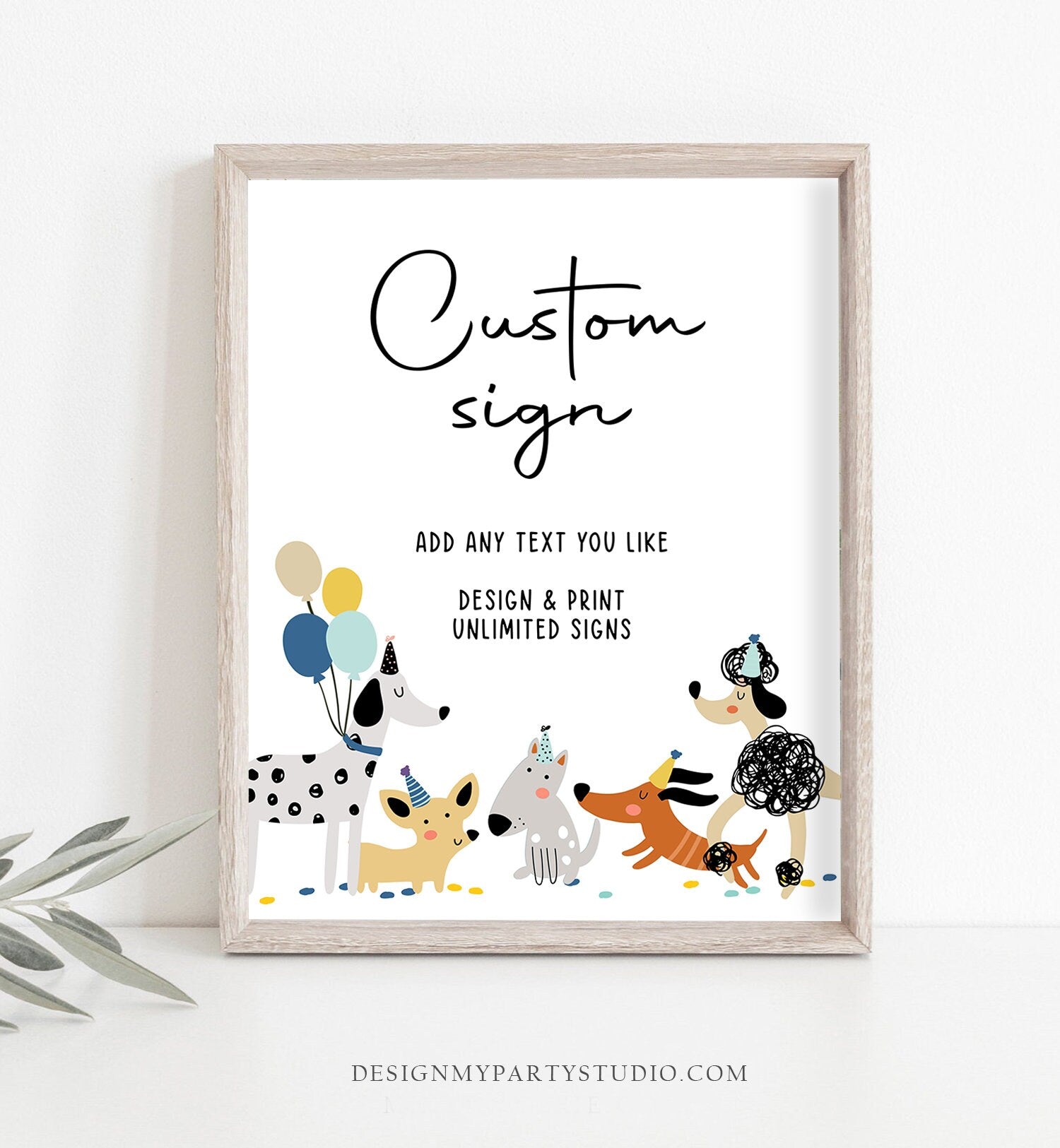 Editable Custom Sign Puppy Birthday Dog Birthday Party Sign Boy Pawty Decor Vet Adopt Table Sign Digital Download Template Printable 0429