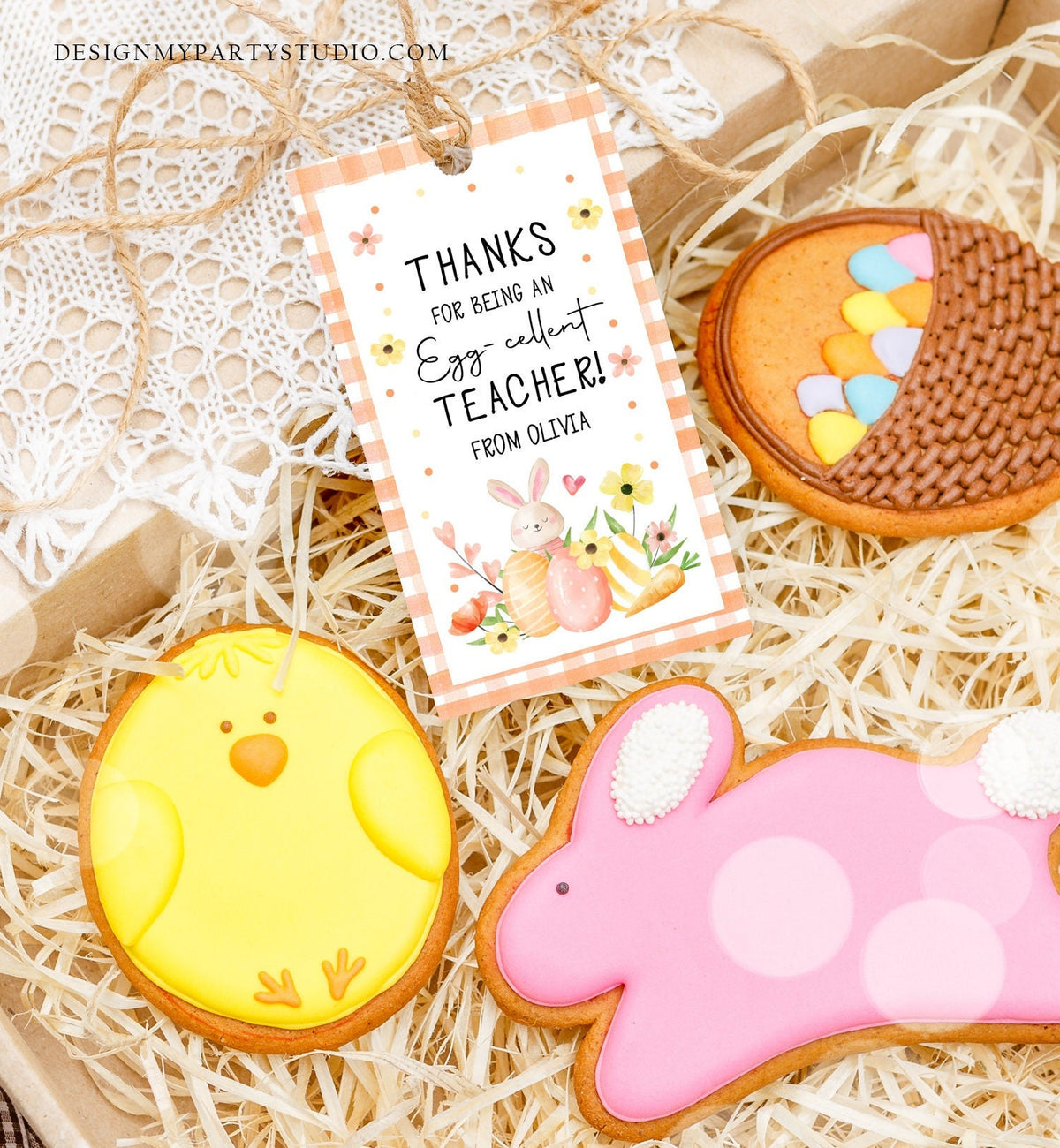 Editable Easter Gift Tags Egg-Cellent Teacher Appreciation Classroom Favor Sticker Eggcellent Happy Easter Cookie Tag Digital PRINTABLE 0449