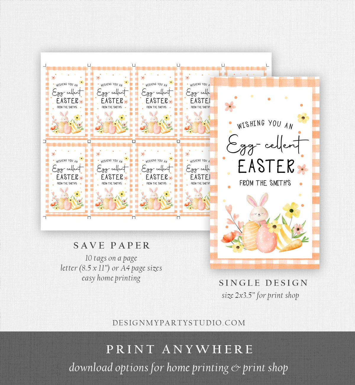 Editable Easter Gift Tags Egg-Cellent Teacher Appreciation Classroom Favor Sticker Eggcellent Happy Easter Cookie Tag Digital PRINTABLE 0449