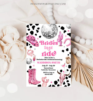 Editable Nashville Bachelorette Weekend Invitation Brides Last Ride Invitation & Itinerary Nash Bash Download Printable Template Corjl 0455
