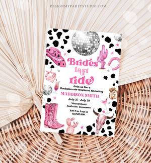 Editable Nashville Bachelorette Weekend Invitation Brides Last Ride Invitation & Itinerary Nash Bash Download Printable Template Corjl 0455