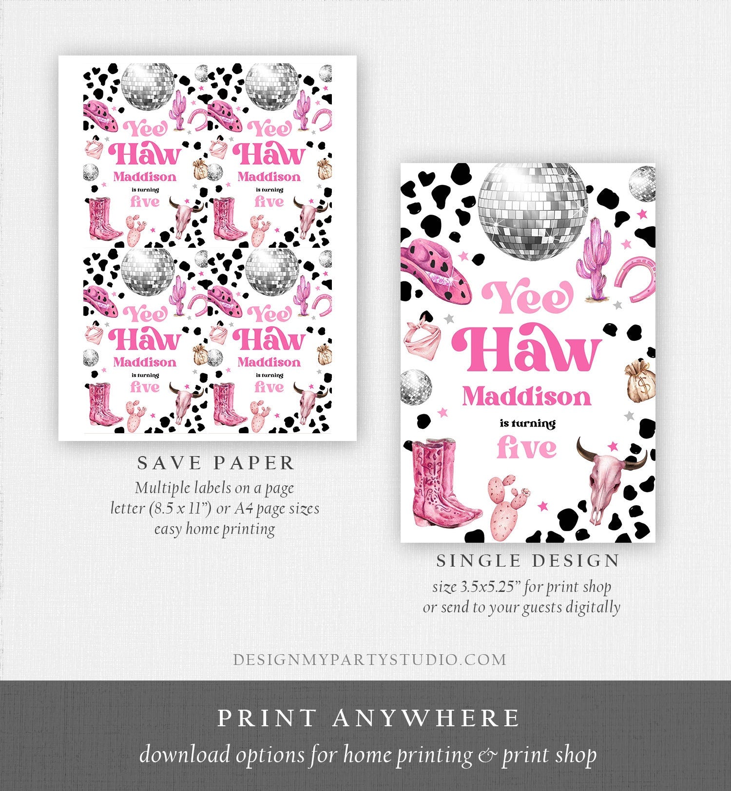 Editable Space Cowgirl Juice Pouch Label Juice Favors Disco Cowgirl Birthday Rodeo Party Girl Digital Download Template Printable 0455