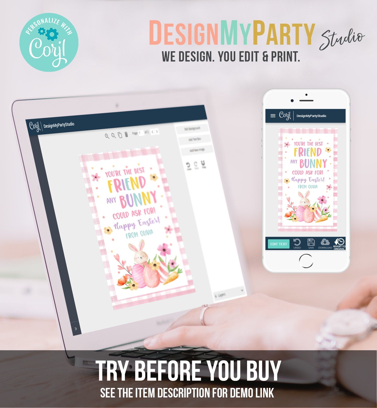 Editable Easter Gift Tags Easter You're the Best Friend Any Bunny Could Ask For Favor Tags Classroom Kids Bunny Digital PRINTABLE 0449