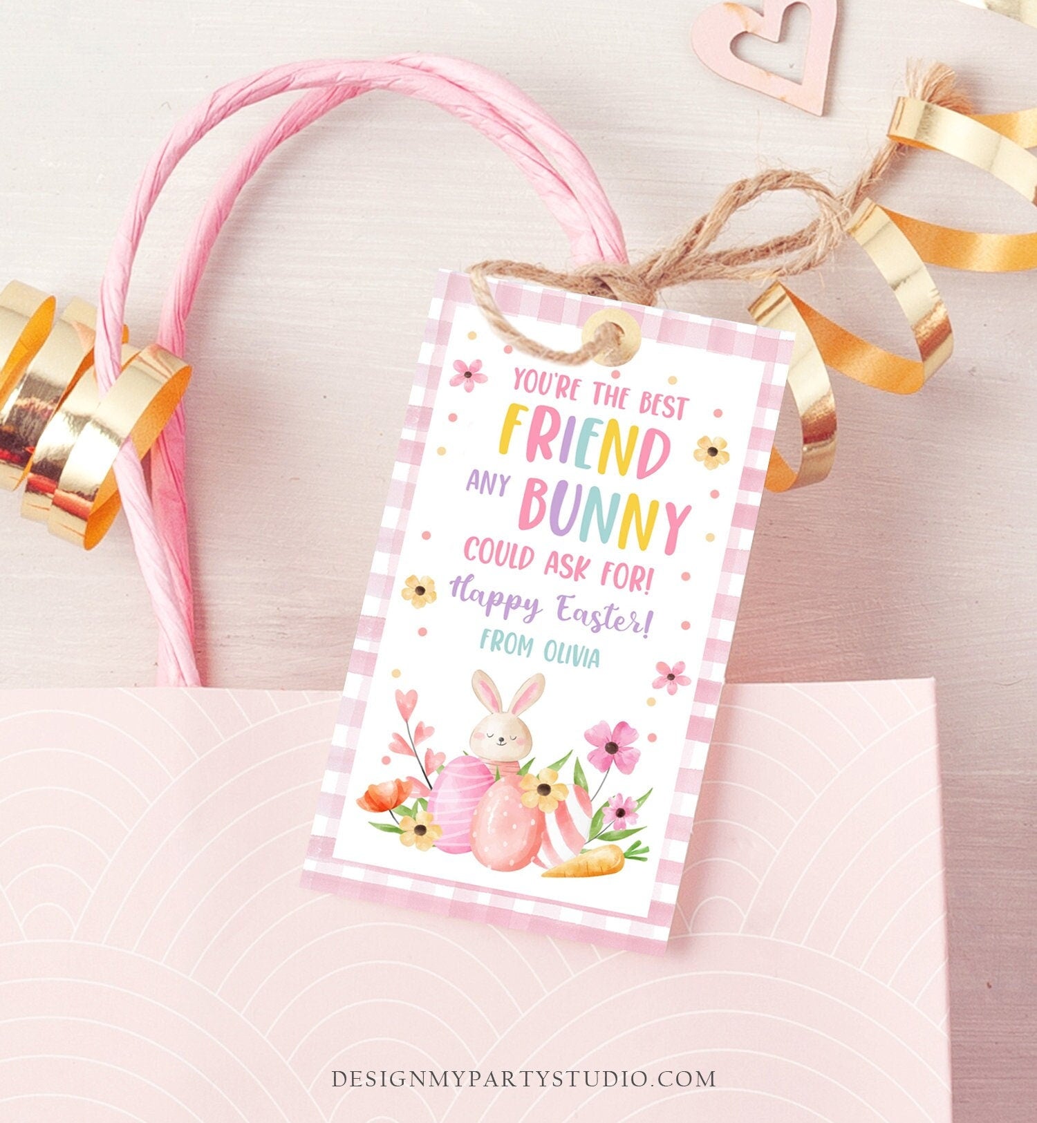 Editable Easter Gift Tags Easter You're the Best Friend Any Bunny Could Ask For Favor Tags Classroom Kids Bunny Digital PRINTABLE 0449