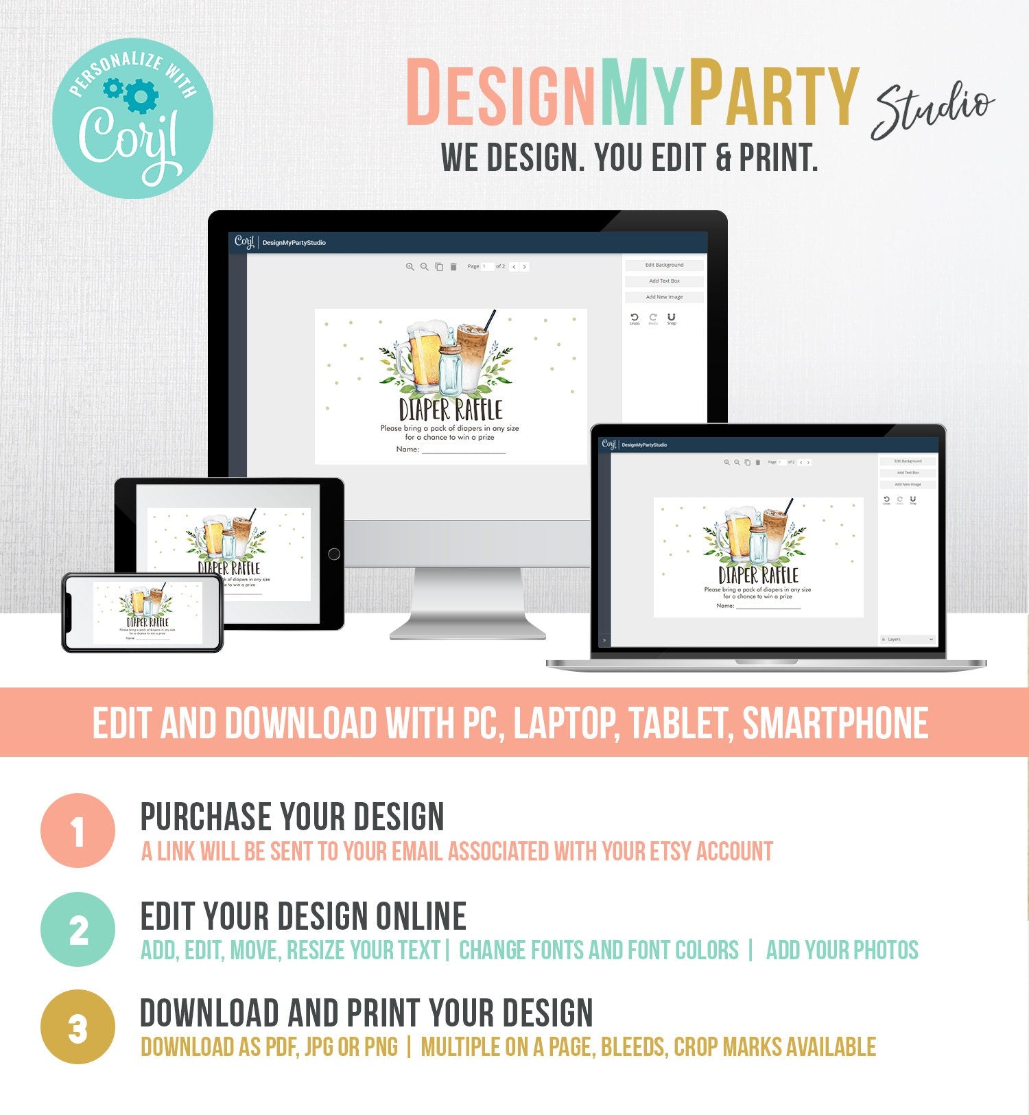 Editable Diaper Raffle Ticket Diaper Game Card Baby is Brewing Baby Shower Beers and Bottles Digital Download Template Printable 0190