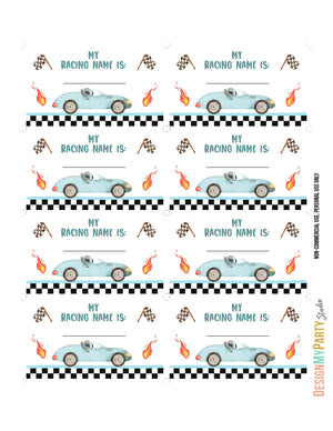 What Is your Racing Name Game Growing Up Two Fast Birthday Game Race Car Party Activity Boy 2nd Fast One Template Printable Corjl 0424