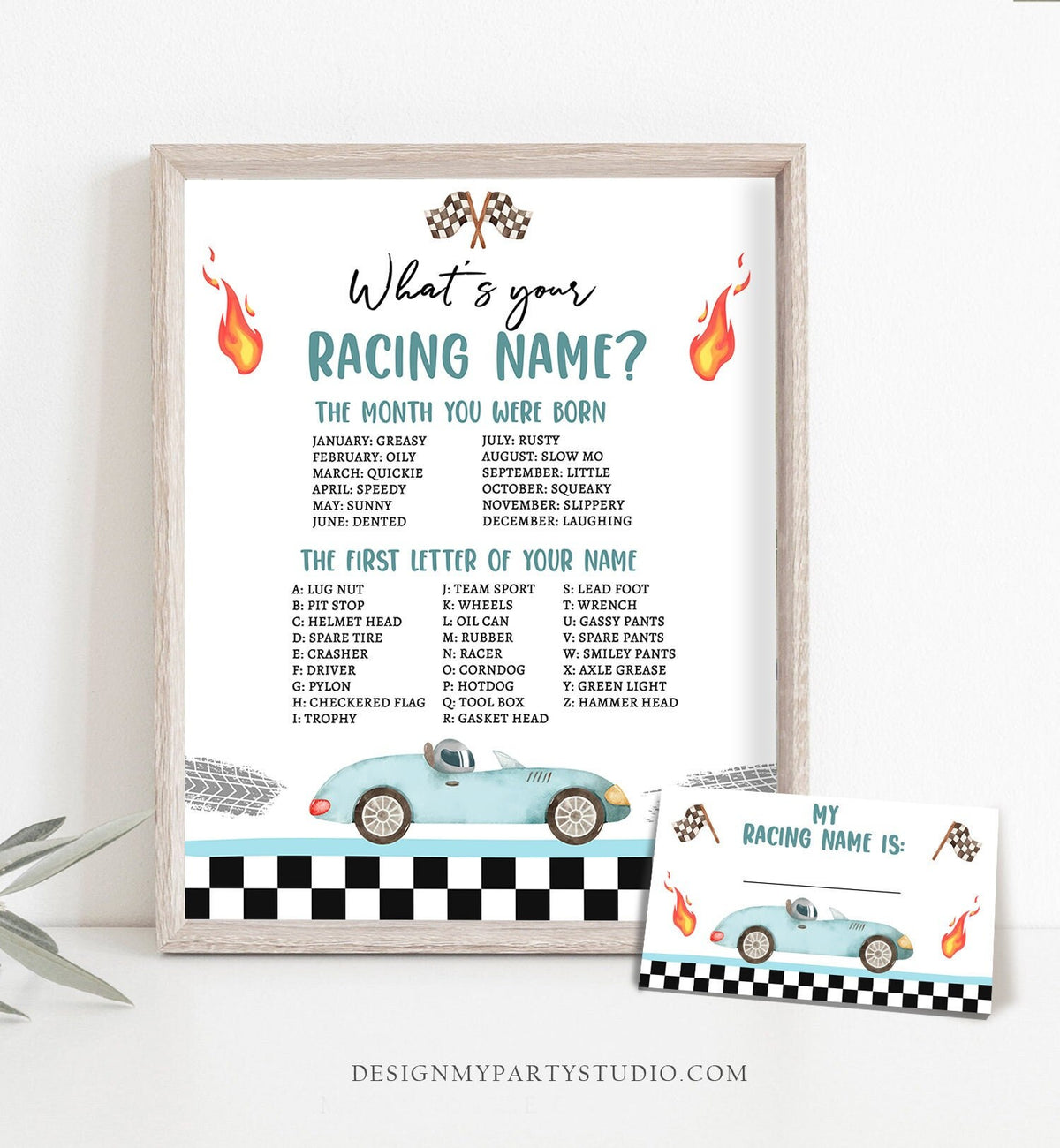 What Is your Racing Name Game Growing Up Two Fast Birthday Game Race Car Party Activity Boy 2nd Fast One Template Printable Corjl 0424