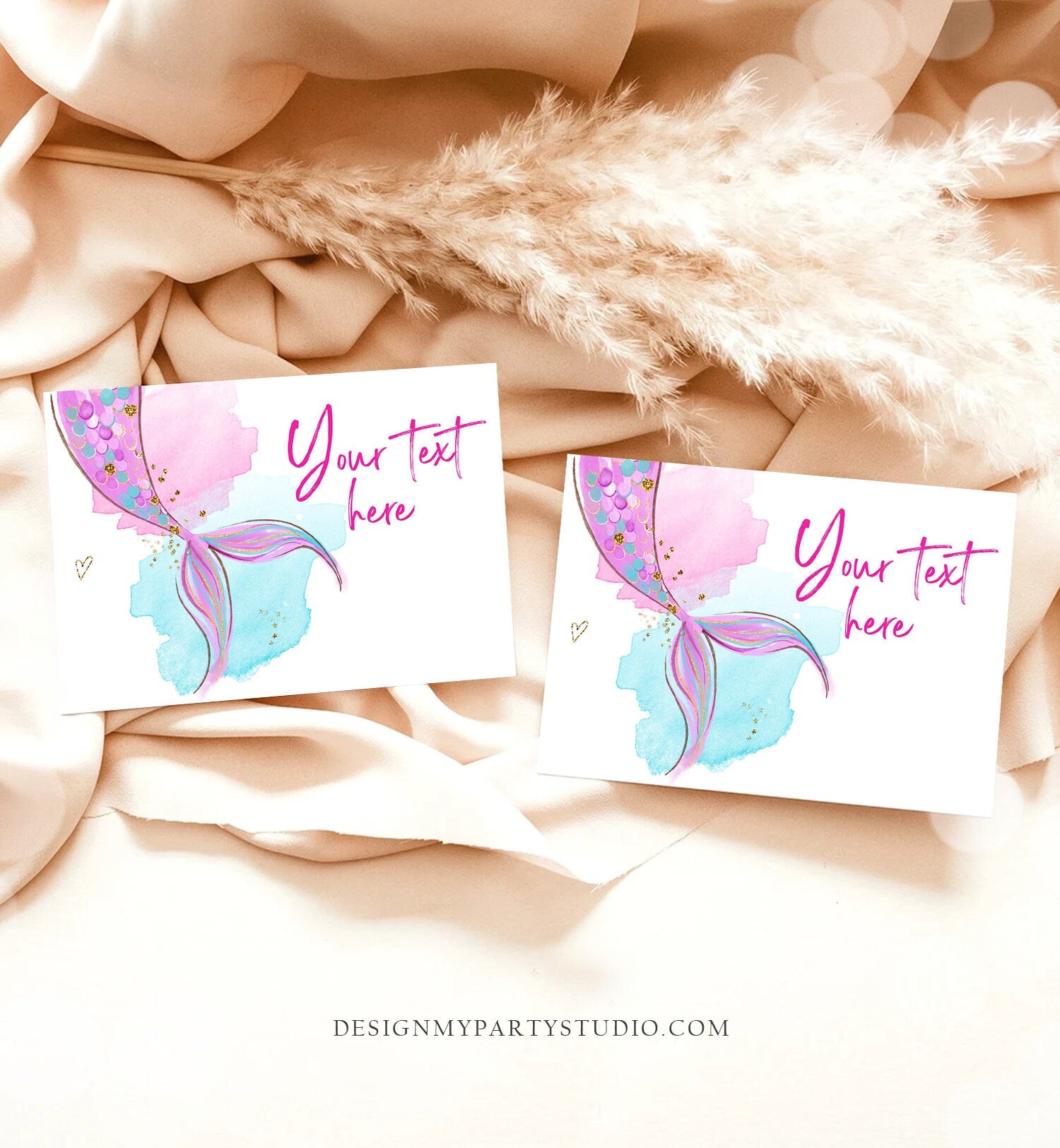 Editable Mermaid Insert Card Mermaid Bring a Book Card Baby Shower Mermaid Birthday Note Card Invitation Book Insert Corjl Template 0403