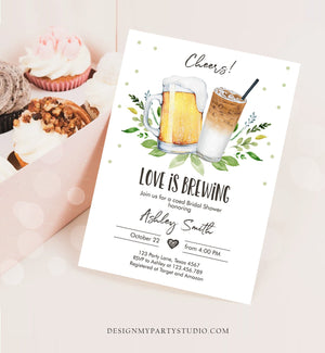 Editable Love is Brewing Invitation Brewing Bridal Shower Invitation Cold Brew Coffee Couples Shower Download Printable Template Corjl 0190