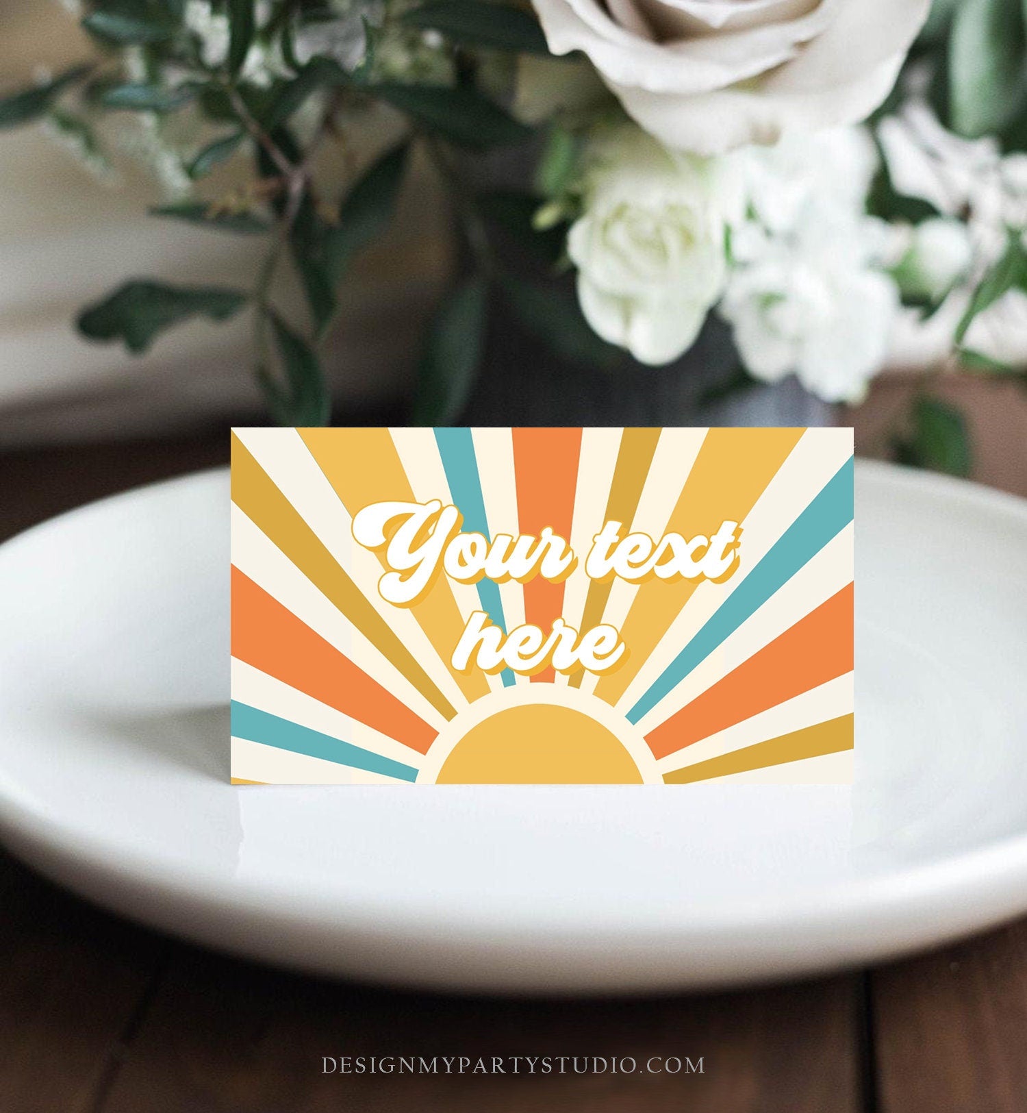 Editable Food Labels Sun Birthday Boho Sun Food Labels Place Card Tent Card Trip Around the Sun Ray of Sonshine Shower Template Corjl 0457