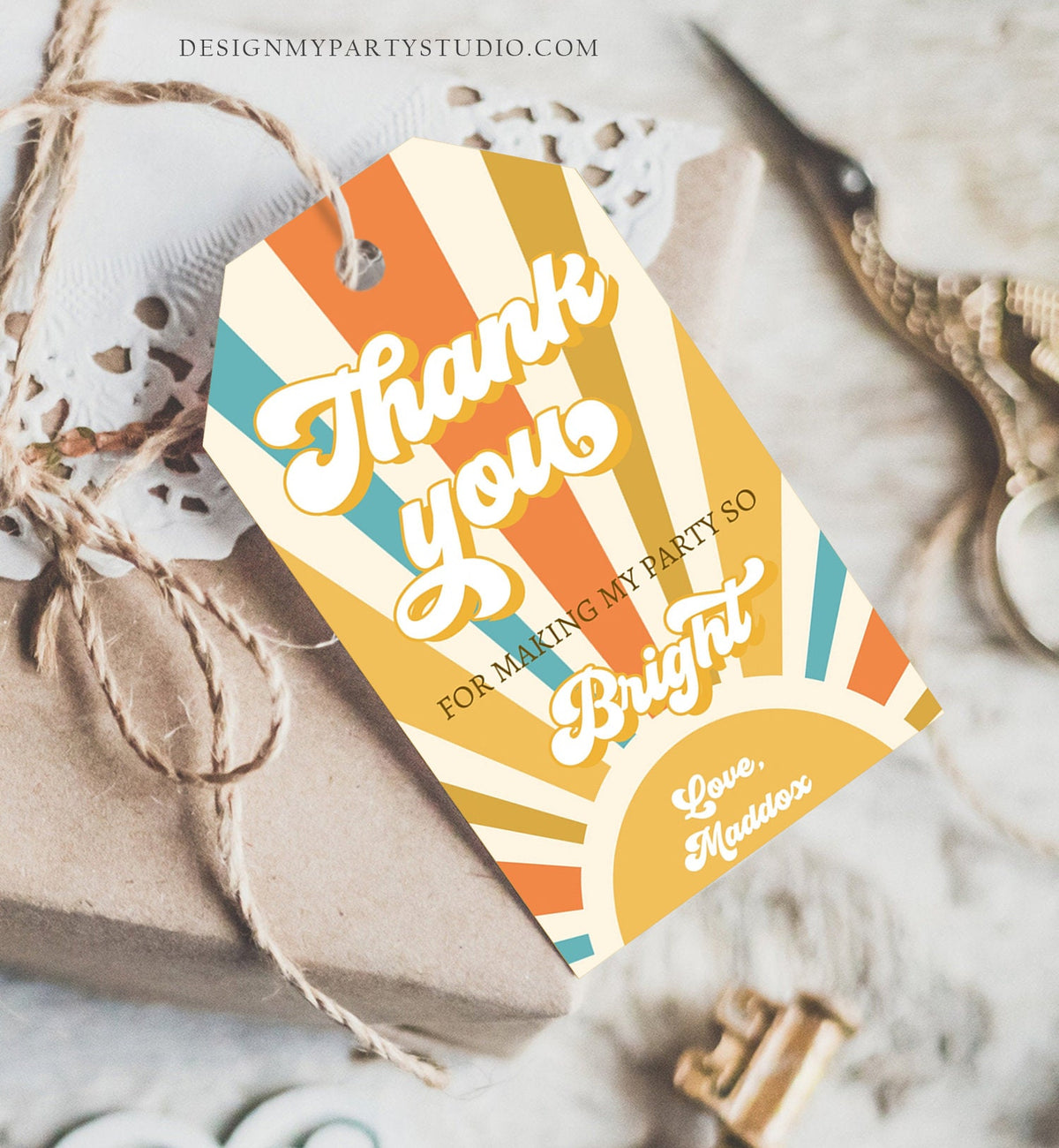 Editable Sunshine Favor Tag Little Sunshine Birthday Thank You tag Boy Trip Around The Sun Boho Digital Download Template Printable 0457