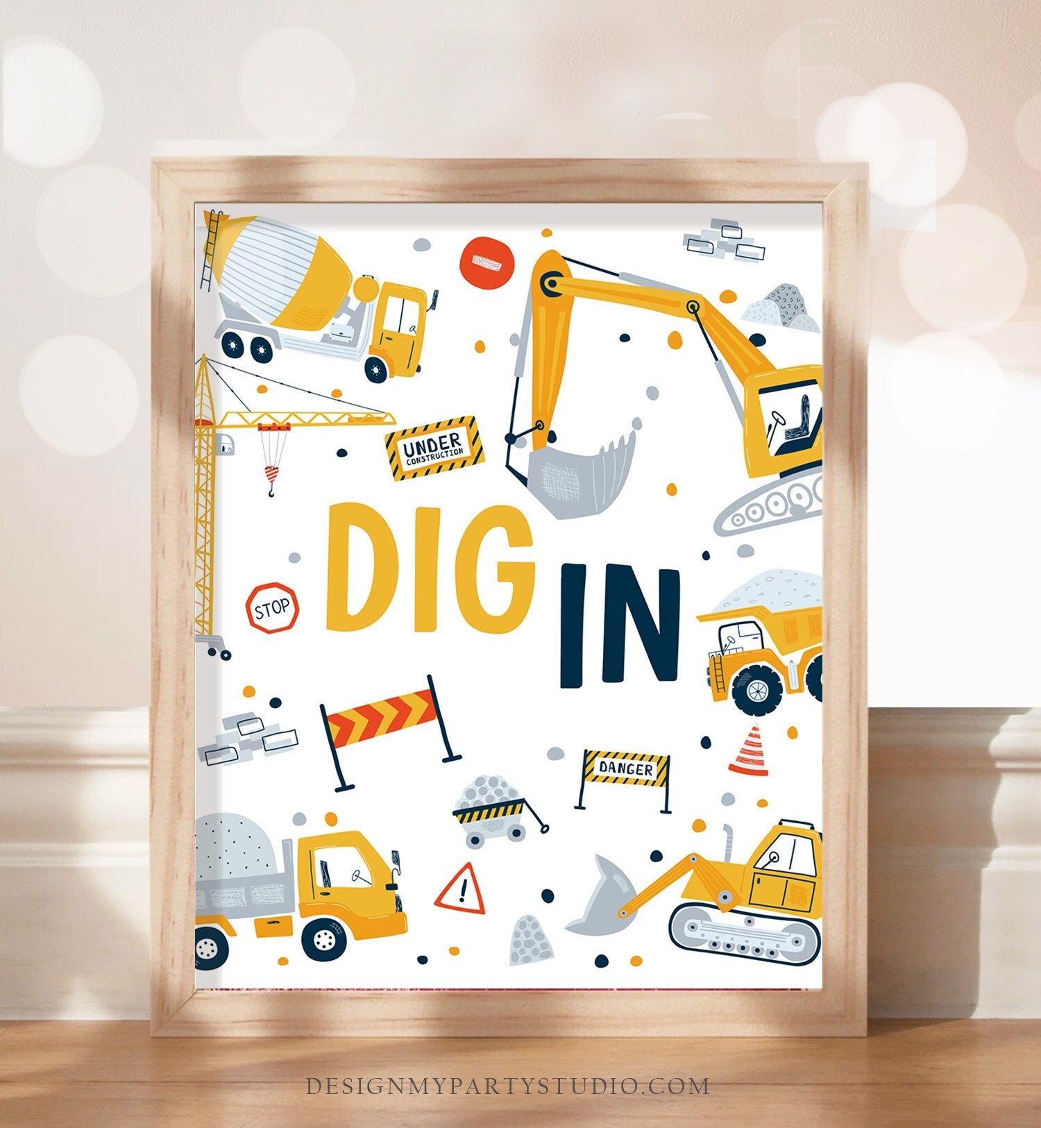 Dig In Sign Dig In Sign Construction Birthday Sign Food Table Construction Party D ...