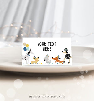 Editable Dog Food Labels Dog Birthday Place Card Tent Card Folded Puppy Party Pet Pawty Doggy Shelter Boy Printable Template Corjl 0429
