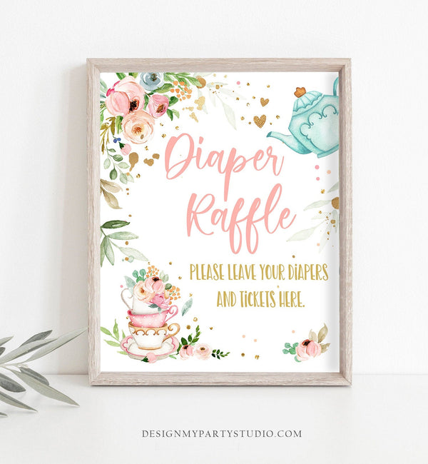 Diaper Raffle Sign Tea Party Favors Baby Shower Diapers and Tickets Pi ...