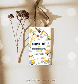 Editable Construction Thank You Tags Construction Birthday Favor Tags Boy Dump Truck Digger Party Download Printable Corjl Template 0458
