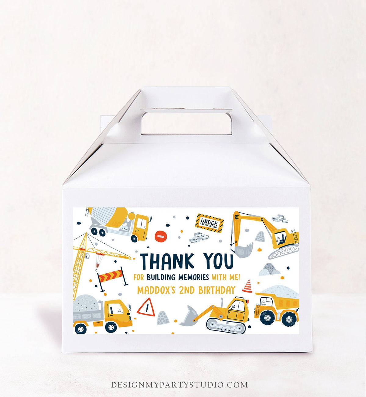 Editable Construction Birthday Party Favor Construction Gable Box Toolbox Favor Box Dump Truck Digger Digital Download Printable 0458