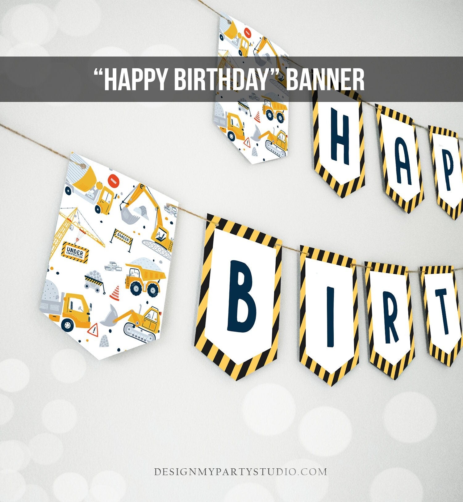 Happy Birthday Banner Construction Birthday Banner Boy Dump Truck Exca - Design My Party Studio happy-birthday-banner-construction-birthday-banner-boy-dump-truck-exca-design-my-party-studio