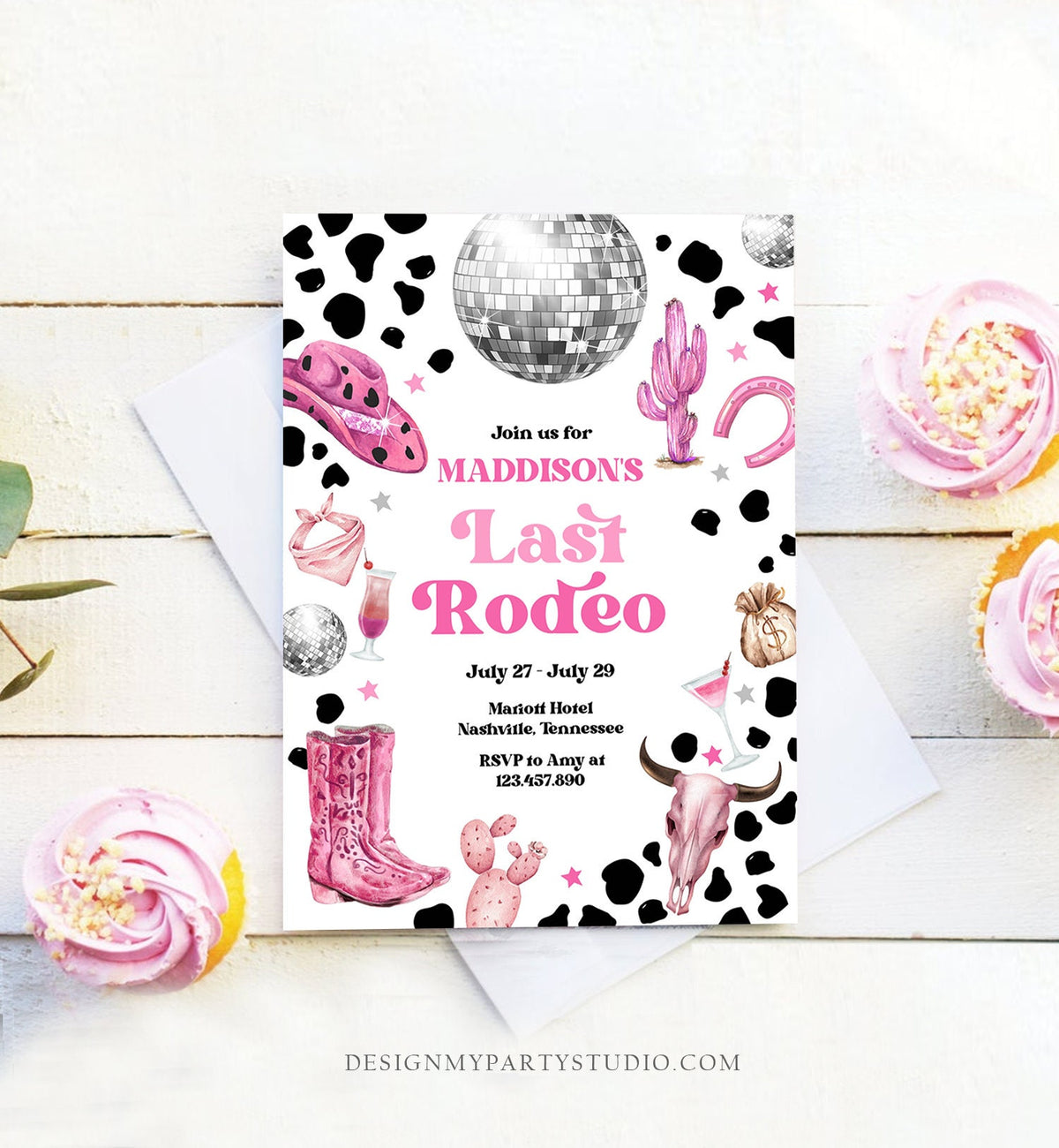 Editable Nashville Bachelorette Weekend Invitation Last Rodeo Invitation &amp; Itinerary Let&#39;s Get Nashty Download Printable Template Corjl 0455