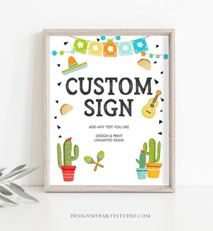 Editable Custom Sign Fiesta Cactus Sign Fiesta Decor Succulent Table Sign Shower Decor Mexican Boy Corjl Template Printable 8x10 0161