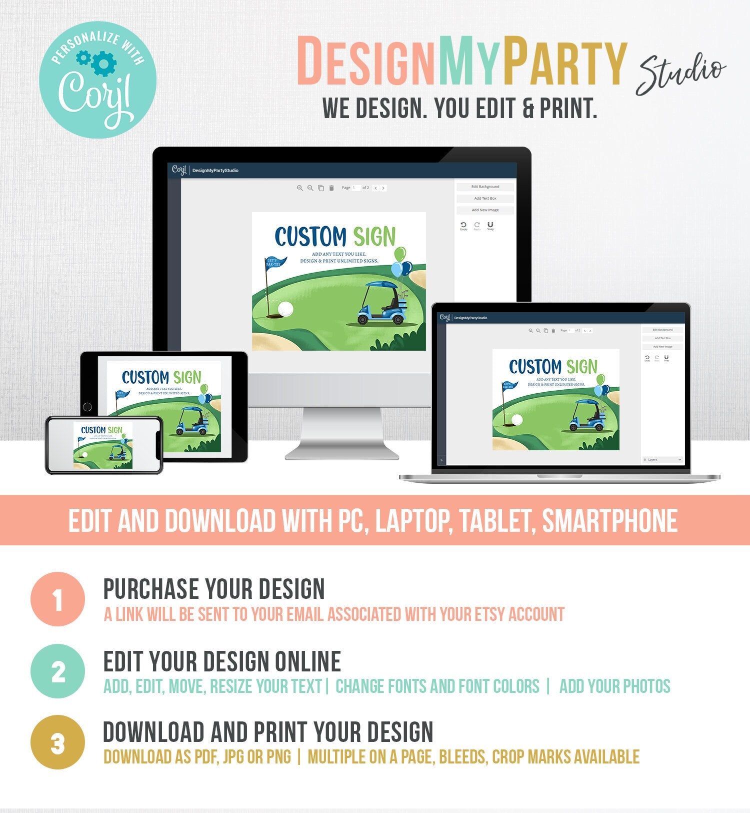 Editable Custom Sign Golf Birthday Party Sign Hole in One Birthday Par-tee Golf Table Sign Decoration 10x8 Instant Download PRINTABLE 0405