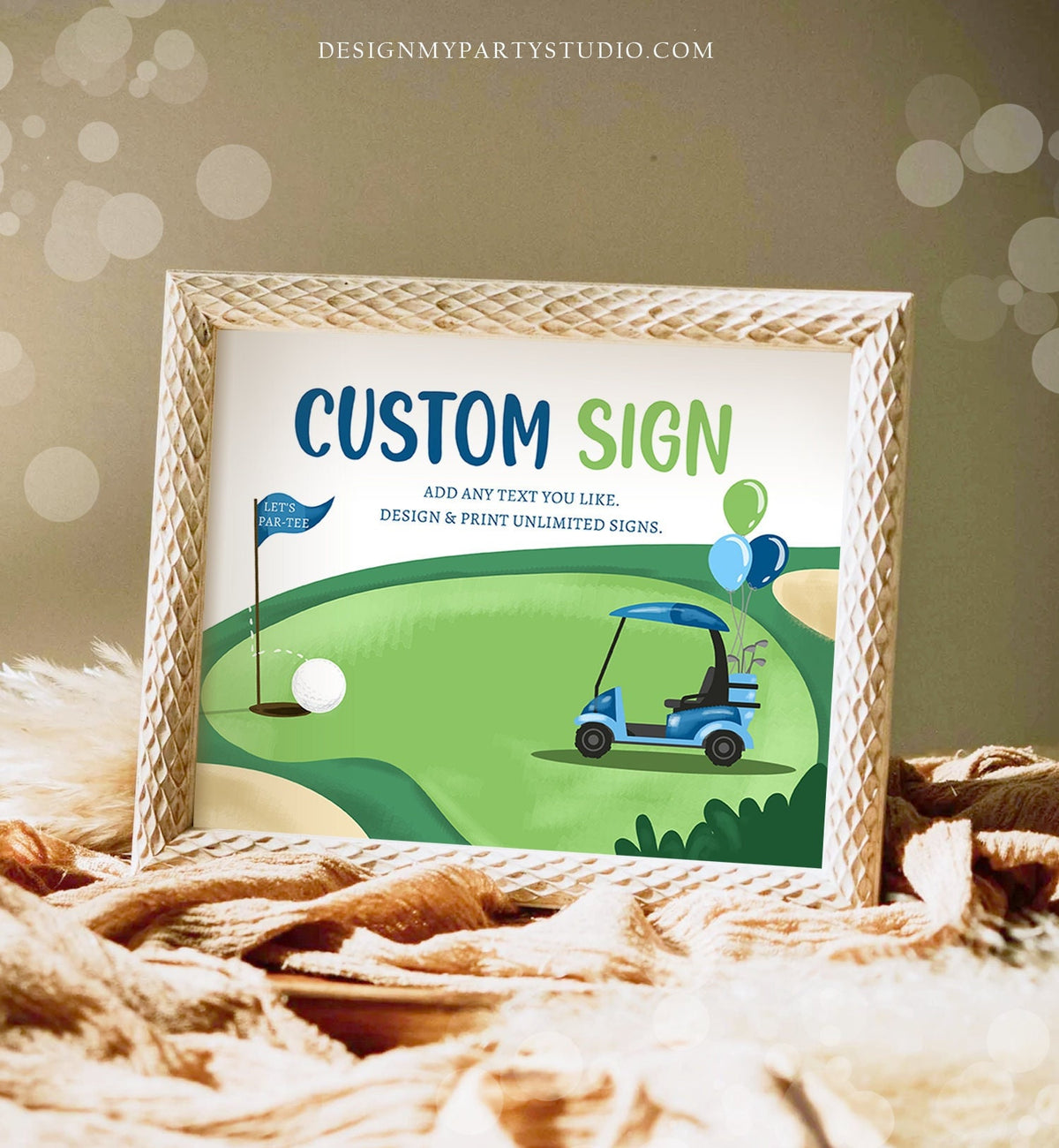 Editable Custom Sign Golf Birthday Party Sign Hole in One Birthday Par-tee Golf Table Sign Decoration 10x8 Instant Download PRINTABLE 0405