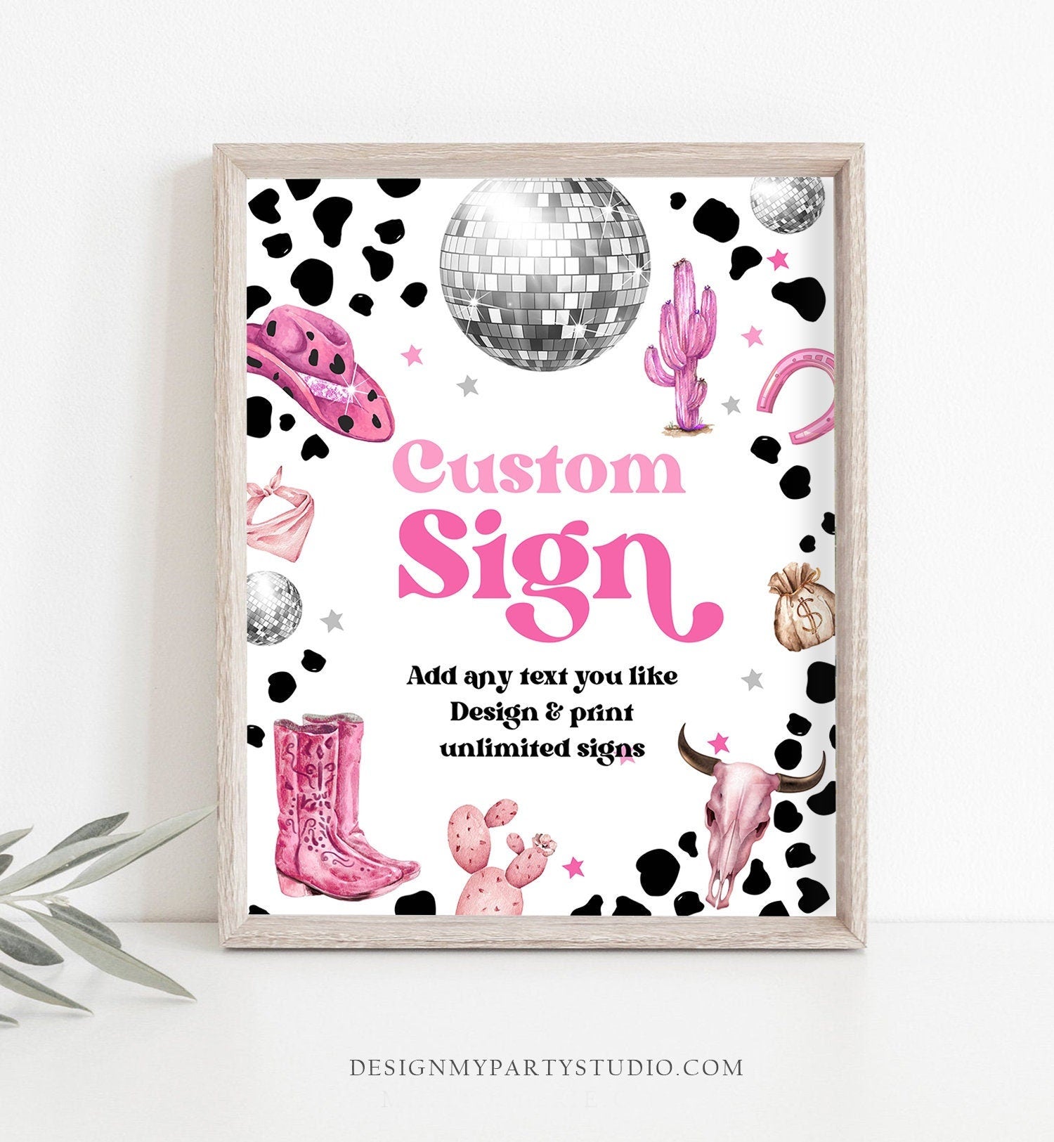Editable Custom Sign Space Cowgirl Party Sign Disco Cowgirl Birthday Nashville Bash Rodeo Bridal Digital Download Template Printable 0455