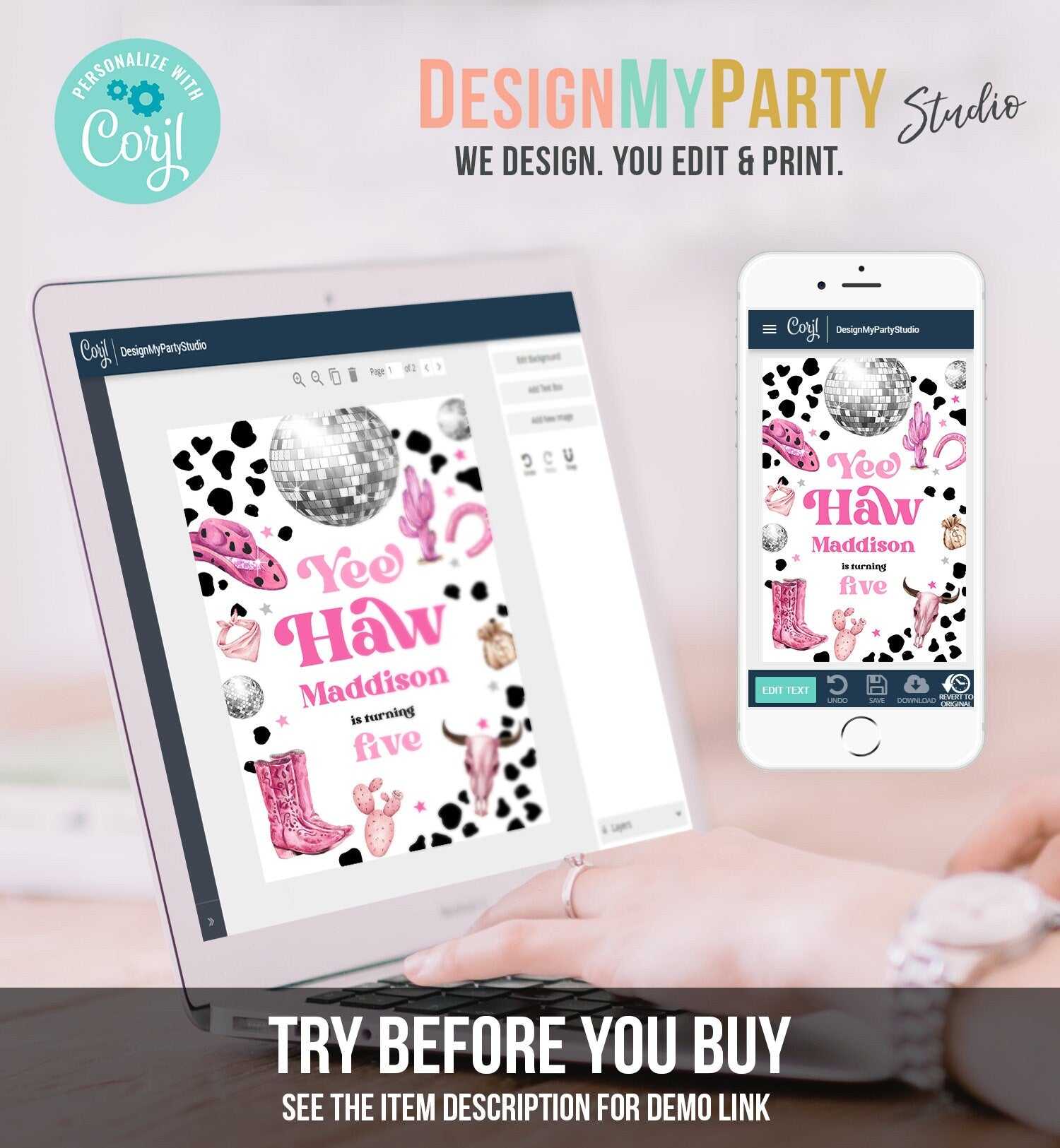 Editable Space Cowgirl Juice Pouch Label Juice Favors Disco Cowgirl Birthday Rodeo Party Girl Digital Download Template Printable 0455