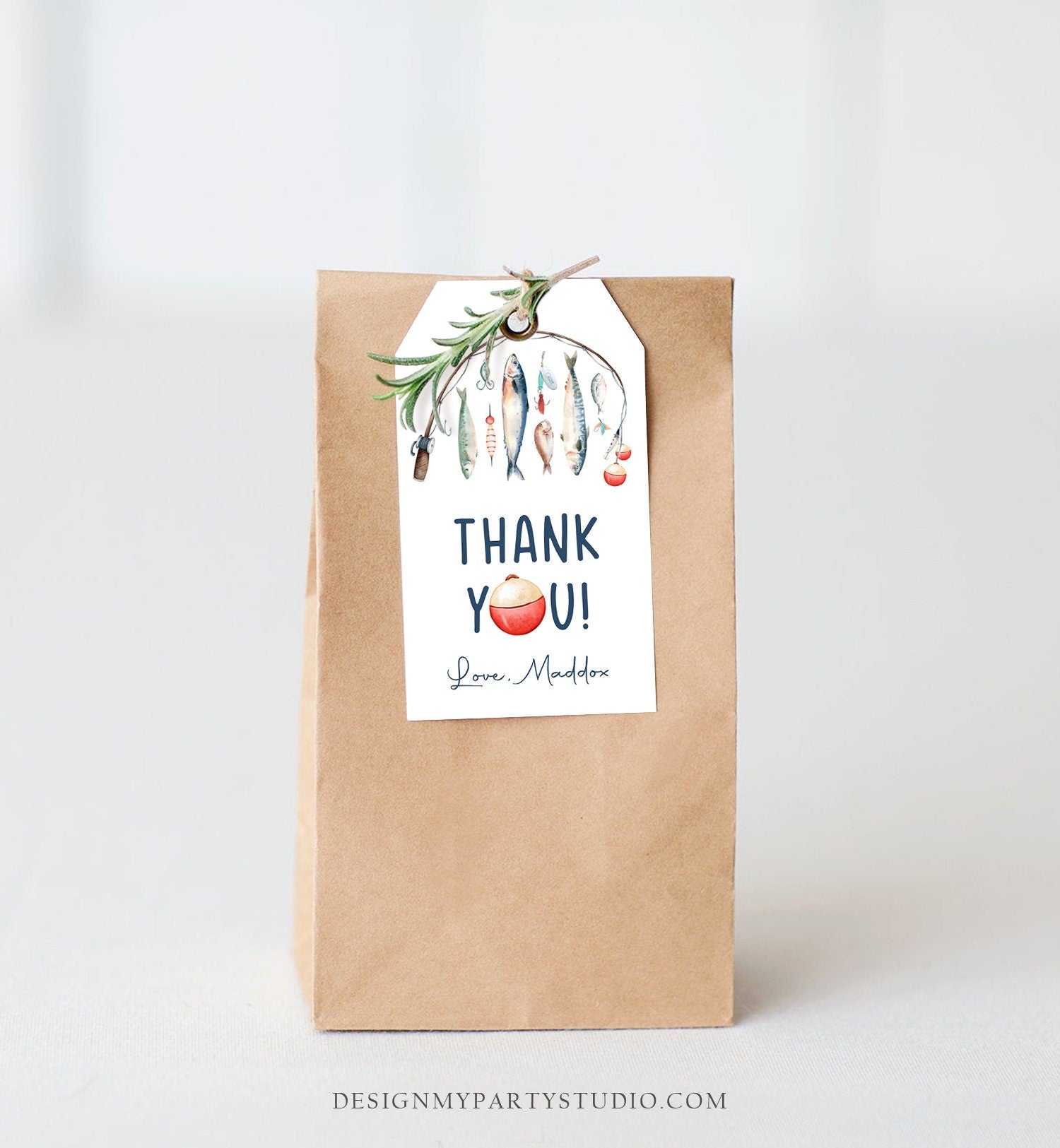 Editable Fishing Birthday Favor Tags Fishing Favors Thank You The Big One Boy O-Fish-Ally Fish Fishing Party Digital Template Printable 0454