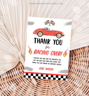 Editable Race Car Thank You Card Two Fast Birthday Boy Red Racing Car Thank You Card Birthday Fast One Template Instant Download Corjl 0424