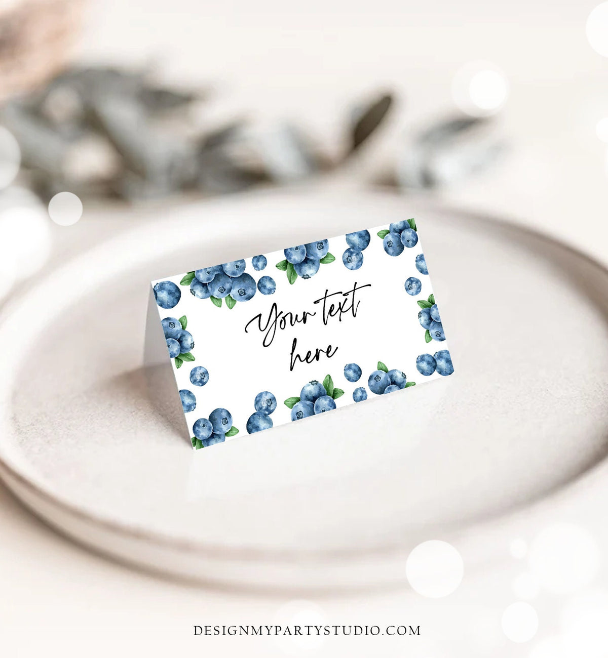 Editable Blueberry Food Labels Birthday Party Place Card Food Tents Farmers Market Fruit Berry Sweet Boy Berry First Template Corjl 0399