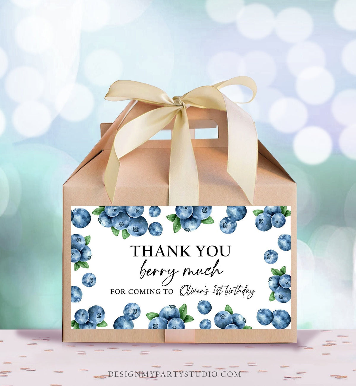 Editable Blueberry Gable Gift Box Label 1st Birthday Berry Favors Treat Box Label Berry Sweet Party Boy Digital Download Printable 0399