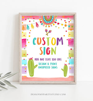 Editable Custom Sign Fiesta Cactus Sign Mexican Table Sign Decor Birthday Shower Party Taco Twosday Girl Download Printable Corjl 8x10 0134