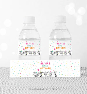 Editable Water Bottle Labels Party Animals Birthday Wild One Birthday Decor Safari Animals Zoo Printable Bottle Wrappers Template Corjl 0390