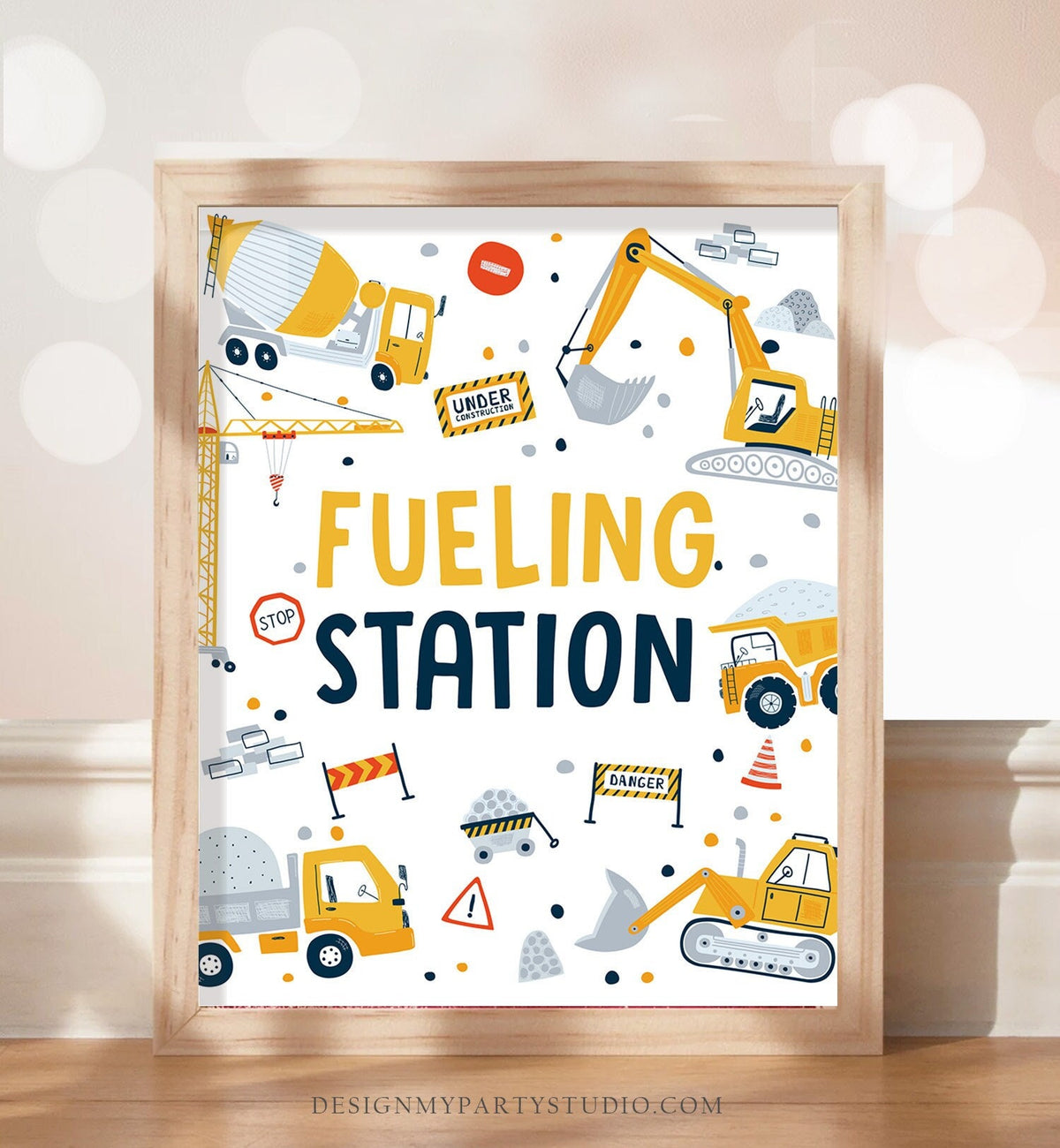 Fueling Station Sign Construction Birthday Sign Drinks Sign Construction Party Decor Dump Truck Digger Party Table Download Printable 0458