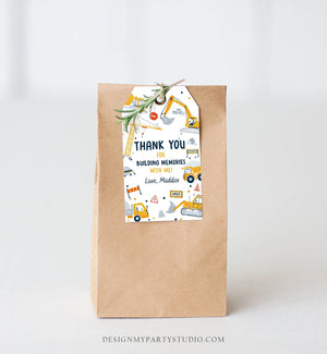 Editable Construction Thank You Tags Construction Birthday Favor Tags Boy Dump Truck Digger Party Download Printable Corjl Template 0458