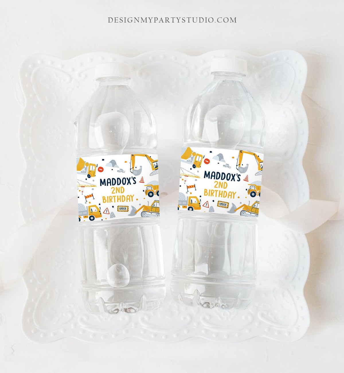 Editable Construction Water Bottle Labels Dump Truck Birthday Boy Digger Party Decor Fuel Bottle Wrapper Digital Printable Template 0458