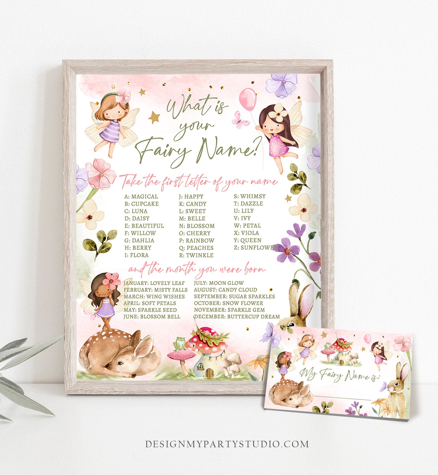 What Is your Fairy Name Fairy Birthday Game Fairy Forest Party Activity Fairy Tea Party Game Floral Whimsical Template Printable Corjl 0438