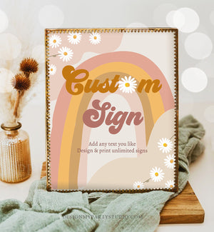 Editable Custom Sign Retro Groovy Birthday Party Groovy Pink Baby Shower Decor Daisy Floral Hippie 70s 8x10 Download PRINTABLE Corjl 0428